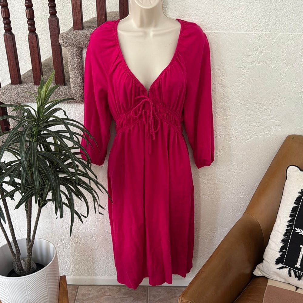 UNIVERSAL THREAD Women’s Fushia 3/4 Sleeve Midi Summer Dress Size Small EUC